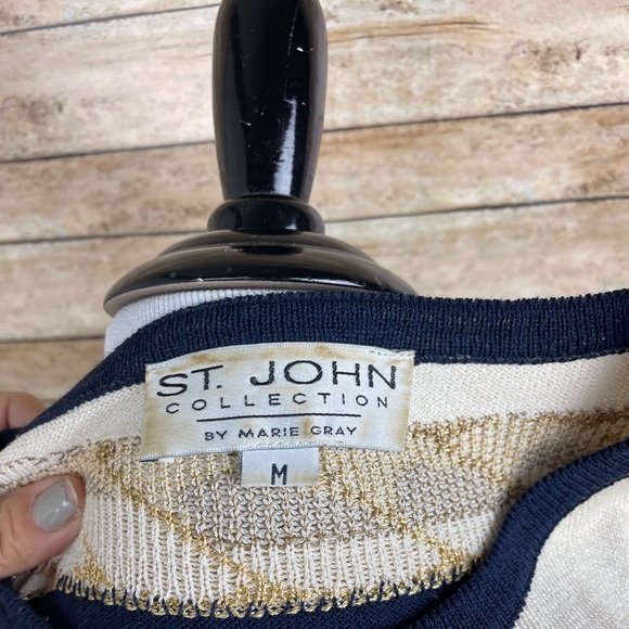 St John Collection Sweater By Marie Grey Santana Knit Nautical sz Med - Picture 3 of 3